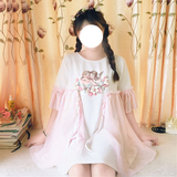 夏季女装日系软妹可爱娃娃裙宽松休闲萝莉短袖连衣裙韩版学生纱裙