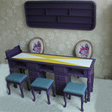 新款复古紫美式复古拼格美甲桌欧式仿古美甲台修甲桌梳妆台吧台