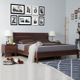 北欧家具宜家定制黑胡桃木实木床1.8米双人床1.5橡木现代卧室婚床