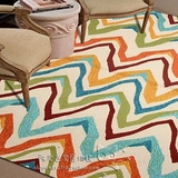 彩色抽象条纹地毯客厅茶几地毯卧室床边儿童房满铺手工地毯定制