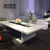 上海办公家具简约现代白色烤漆会议桌椅时尚开会桌洽谈桌创意条桌