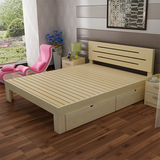 实木床松木床儿童床单人双人床1.2 1.5 1.8米简易床储物床木板床