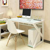新款时尚k型钢化玻璃电脑桌简约现代家用办公桌学生写字台学习桌