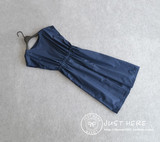 日本原单高端2016新品高腰蝙蝠袖A字裙出口外贸中长款皱褶连衣裙
