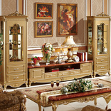 欧式香槟色酒柜古典地柜美式实木客厅电视柜实木法式奢华家具