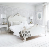 现货 法国白色床 法式复古实木雕花床 英式古董双人床