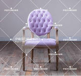 美式乡村实木雕刻餐椅书椅法式带扶手椅子欧式复古做旧拉扣餐椅