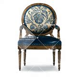 欧式新古典咖啡厅实木做旧餐椅美式乡村化妆椅蓝色软包书椅休闲椅