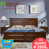 美式乡村床纯全实木床胡桃木色床简约欧式白色双人床1.8米卧室床