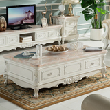 大理石茶几电视柜组合  白色客厅套装家具实木雕花 整装欧式茶几