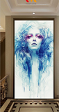 水彩艺术人物背景壁纸主题美容院个性发廊大型壁画立体无缝3D墙纸