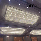 豪华大型酒店工程水晶吸顶灯LED长方形酒店会所别墅水晶吸顶灯