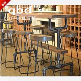 loft工业风复古实木酒吧咖啡厅休闲吧台椅吧凳高脚椅凳桌椅
