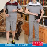 中年男士运动套装夏款短袖晨练运动装中老年爸爸装户外休闲两件套