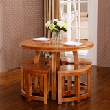100%进口实木餐桌椅组合小户型简约现代圆桌小圆桌橡木圆形饭桌