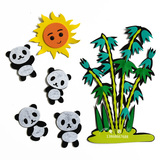 熊猫竹子组合墙贴 幼儿园装饰无纺布墙壁教室场景布置环境材料