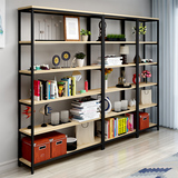 钢木书架组合简易铁艺货架多层置物架客厅架子店面展示架书柜定做