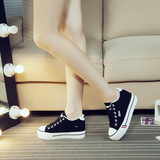 2016春夏季女士低帮帆布鞋子韩版内增高潮松糕跟厚底学生板鞋单鞋
