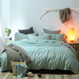 高端天丝棉麻床上四件套纯色简约裸睡亚麻北欧风被套床单1.8m2.0