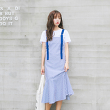 2016新款韩国学生吊带连衣裙女夏中长款小清新显瘦旅游度假长裙子