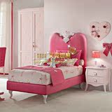 新款美式法式复古雕花床 地中海粉色系公主床英式儿童床实木床