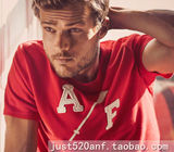 美国正品代购  abercrombie fitch AF16贴布修身短袖T恤男复古TEE