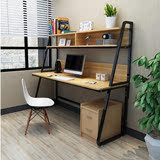 新款电脑桌台式家用简约现代书桌书架组合创意双人电脑桌子带书架