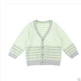 143206春秋款 男童宝宝 全棉针织开衫长袖上衣外出服 绿条纹