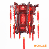仿古木质宫灯羊皮大红灯笼 木制木雕宫灯中式六角春节中国红灯笼