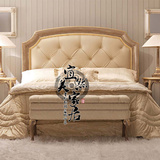 美式新古典实木布艺真皮1.51.8米双人床 法式欧式实木床婚嫁床