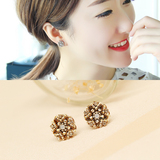 日韩国代购波西米亚海星星珍珠水晶耳钉时尚气质五角星星水钻耳环
