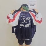 韩国ulzzang棒球服女装2016新款百搭奶酪面包刺绣长袖拼接外套女