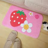 草莓派印花门垫吸水地垫飘窗地毯粉色草莓珊瑚绒脚踏垫超薄不夹门