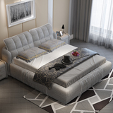 布艺床小户型现代简约双人床1.8米1.5布床可拆洗气动储物软床婚床