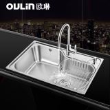 欧琳水槽单槽OLWG7549含龙头 304不锈钢水槽套餐  洗菜盆单槽