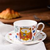出口欧式骨瓷咖啡杯碟套陶瓷下午茶红茶杯 创意设计森系萌物杯子