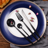 出口欧洲牛排刀叉套装不锈钢西餐具  高档亚光拉丝黑色 优雅创意