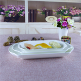 纯白陶瓷长盘子超大号长方形深鱼盘蒸烤全鱼盘碟子菜盘子家用餐具