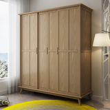 北欧实木衣柜现代简约原木四门推拉对开多功能储物挂衣白蜡木衣柜