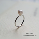 ７.5mm正圆无瑕天然淡水珍珠戒指S925纯银开口简约有气质日韩潮