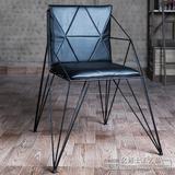 创意餐椅钻石镂空铁艺椅现代简约椅 靠背洽谈接待椅子软垫电脑椅