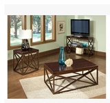 美式乡村铁艺电视柜茶几组合现代简约茶几桌实木置物架 客厅家具