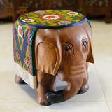 实木雕刻大象凳子 换鞋凳 矮凳泰国纯手工雕刻东南亚风情装饰家具