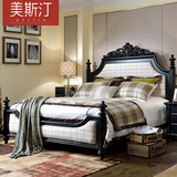 美斯汀 美式乡村布艺床卧室复古欧式双人床1.8米新古典实木床FV24
