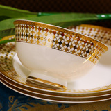 碗碟套装骨瓷餐具套装48头景德镇高档陶瓷器韩式金边碗盘正品