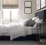 新款美式乡村亚麻布艺做旧北欧宜家中式现代简约卧室高档软包床