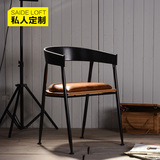 美式乡村铁艺餐椅餐桌椅组合创意实木复古漫咖啡座椅靠背椅子特价