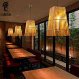 日式实木餐厅吊灯现代简约北欧宜家风格咖啡厅灯具卡座灯竹艺灯饰
