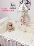 新品独家婴儿床上用品套件床围+床笠粉色紫色白色纯色素色床单
