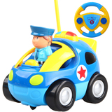 卡通方向盘遥控警车 音乐电动汽车赛车早教益智玩具车遥控车男孩